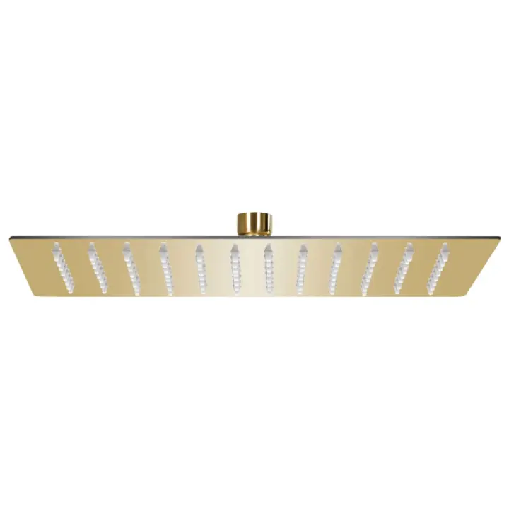 vidaXL Cabezal ducha efecto lluvia acero inox cuadrado dorado 30x20cm - 1
