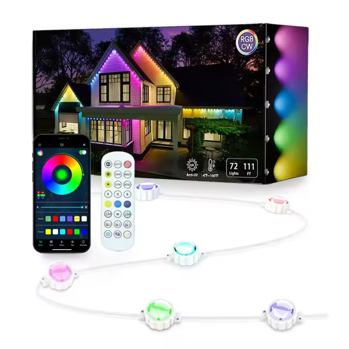 Luces Detechas RGB Bluetooth Para El Techo Permanentes Exteriores Con Sincronización De Música Y Temporizador IP67 Impermeables Para Decoración De Fiestas Y Vacaciones En El Hogar - 1