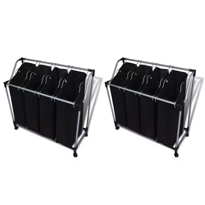 vidaXL Separador de colada con bolsas 2 unidades negro y gris - 1