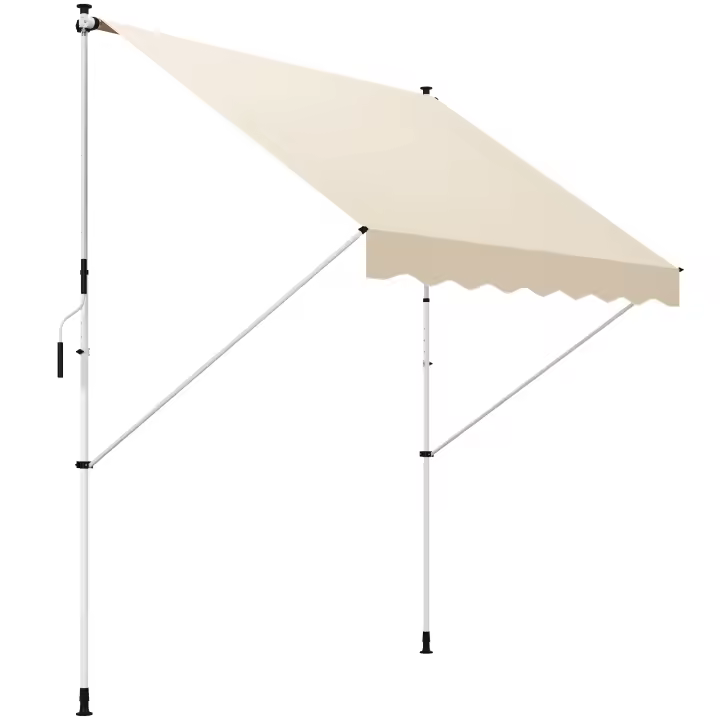Toldo de Brazo plegable 300x150cm Toldo con Caliper regulable en Altura Sombrilla de Brazo plegable con manivela Alu Beige Balcón - 1