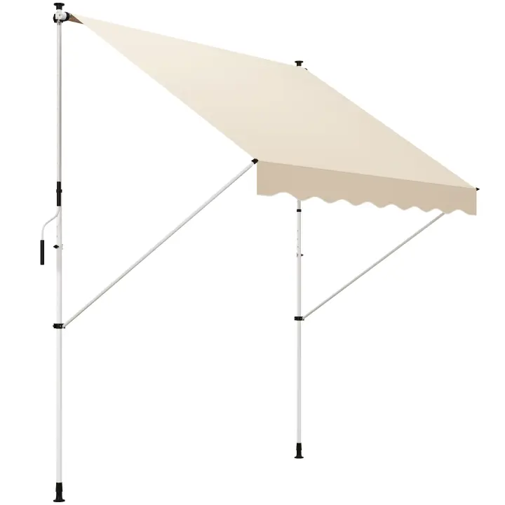 Toldo de Brazo plegable 300x150cm Toldo con Caliper regulable en Altura Sombrilla de Brazo plegable con manivela Alu Beige Balcón - 1