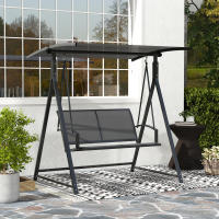 Outsunny Columpio de Jardín Exterior de 2 Plazas Balancín de Jardín Exterior con Toldo Ajustable 90° Protección UV 30+ y Estructura Triangular de Metal Carga 220 kg 160x112x162 cm Caqui - details 7
