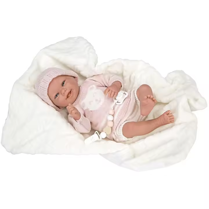 Muñeca Reborn Arias 40 Cm Adriana Rosa C/Manta - 1