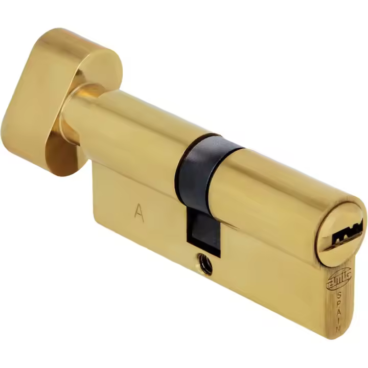 Cilindro de Segurbad con Muletilla | Cerradura para Puertas | Bombín de Alta Segurbad | Antiganzúa y Antitaladro | Incluye 5 Llaves | Pulido | Medidas: 80 (35M-45mm) - 1