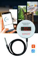 Sensor De Temperatura WiFi KONLEN Tuya Con Cable De 3m Termómetro Digital Smart Home Para Piscina Nevera Termostato Remoto Con Alarma - details 0