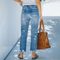 High Waist Ripped Denim Jeans Para Mujer Pantalones Slim Cargados De Moda Casual Jeans Cortos Rectos Talla S M L XL XXL Ropa Femenina - details 2
