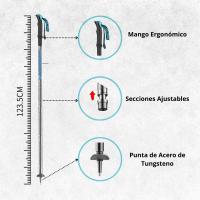 Bastones de Senderismo y Trekking Plegables – Palos para Caminar, Trail Running y Marcha Nórdica – Bastón Ajustable de Aleación de Aluminio, Ligeros para Montañismo y Viajes. Bastón Multifunción - details 1