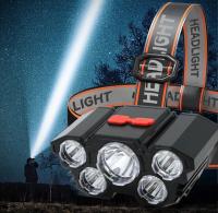 5 LED luz linterna recargable con bateria de 18650 incorporada fuerte luces para acampar aventura lampara de pesca faro para la cabeza - details 3