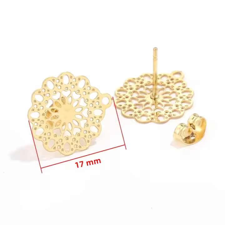 10Pcs Conector De Pendiente De Flor Con Anillo Base De Moda Para DIY Joyería Acero Inoxidable Metal Pendiente De Joyería - 1