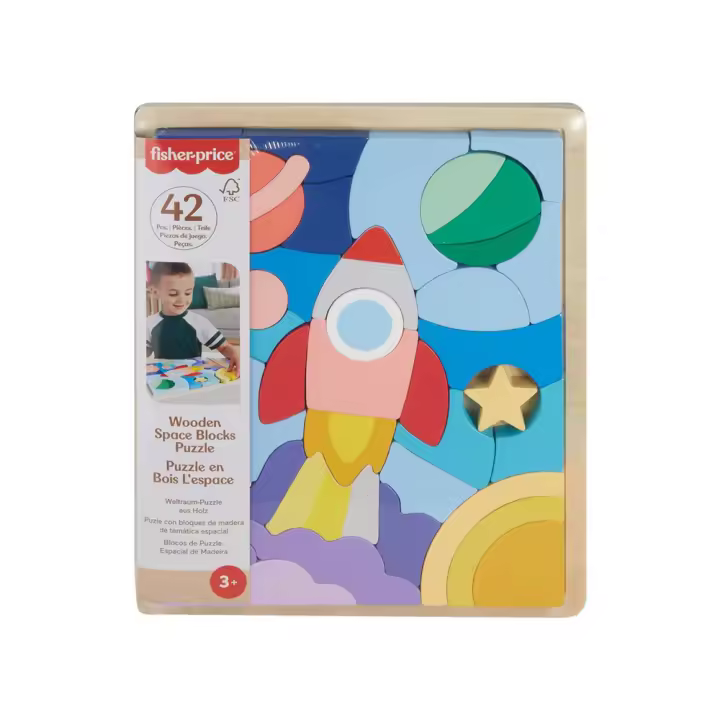 Mattel - Puzzle Madera Del Espacio Fisher-Price con 42 piezas. (HXY42) - 1