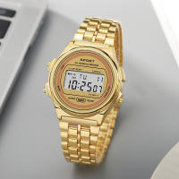 Reloj Digital Elegante Para Mujer En Oro Y Plata De Acero Inoxidable Reloj De Pulsera Electrónico Para Negocios Y Hombres - details 23