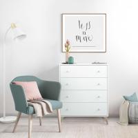 Comoda con 4 Cajones, para Dormitorio, Modelo Sweet, Acabado en Color Blanco, Medidas: 77,5 cm (Ancho) x 95 cm (Alto) x 40 cm (Fondo) - details 1