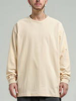 Camiseta De Algodón Puro De Manga Larga 260g Para Hombre Cuello En O Casual Suelta Para Otoño E Invierno Top Transpirable Y Que Wicka La Humedad - details 0