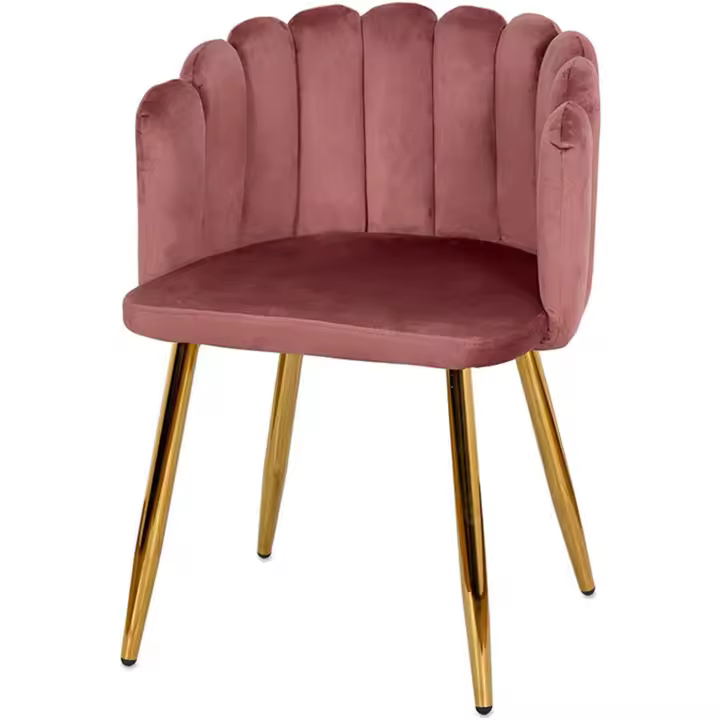 Silla Concha Terciopelo Rosa Patas Doradas Metal Estela 59*77*55 - Presume de Casa - 1