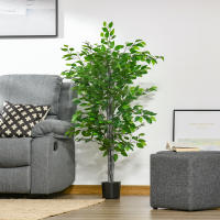 HOMCOM Planta Ficus Artificial 135 cm en Maceta con 756 Hojas Planta Sintética Realista para Interior y Exterior Planta Artificial Decorativa para Hogar Salón Oficina Verde - details 1