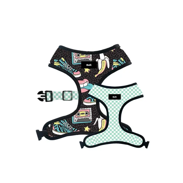 Bull Arnés Reversible para Perro y Gatos Dibujos, Retro, Arnes de Pecho para Perros - 1