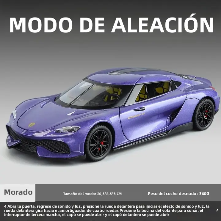 Modelo De Coche Supercarro Gemini GT De Aleación 1/24 Con Sonido Y Luz Vehículo De Simulación Juguete Coleccionable Para Niños - 1