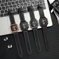 Reloj De Cuarzo Para Hombre Con Correa De Cuero Moda Casual Cuadrado Regalo Ideal Reloj De Pulsera Para Novio Sin Impermeable - details 6