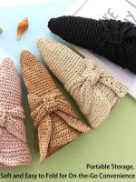 Sombrero De Paja Tejida De Verano Para Mujer Moda Con Lazo Antirreflectante Plegable Para Viajes Sombreros De Playa Panama Dulce - details 2