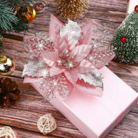 Flores De Navidad Artificiales Brillantes 14.5cm Decoración Para Árbol De Navidad Adornos Para Año Nuevo Y Día De San Valentín - details 7