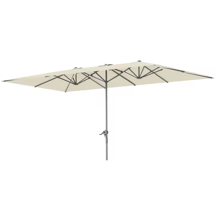 Outsunny Sombrilla Doble 4,5x2,6 m Sombrilla Terraza Exterior con Manivela Poste de Aluminio Impermeable y Protección UV50+ Parasol Grande para Terraza Playa Piscina Crema - 1
