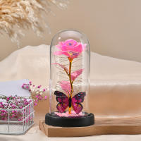 Lámpara De Rosas Artificiales Con LED Galaxia Rosa Y Mariposa Regalo De Navidad Para Bodas Y San Valentín Decoración De Hogar - details 6
