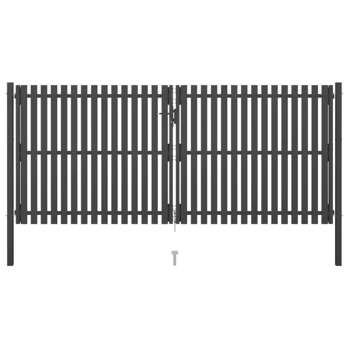 vidaXL Puerta de valla del jardín de acero gris antracita 4x2 cm - 1