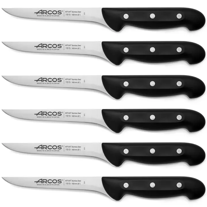 ARCOS Maitre - Cuchillo Deshuesador (160 mm) - Hoja de Acero Inoxidable Nitrum® - Mango Negro de Polipropileno (PP) - 151500 - PACK 6 - 1