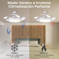 Ventilador de Techo con Luz LED 72W – Motor DC Silencioso – Aspas Retráctiles – 6 Velocidades, Luz Cálida, Día y Fría (3000K-4000K-6000K) – Temporizador – Ø102 cm, Mando Incluido [Clase de eficiencia energética E] - details 5