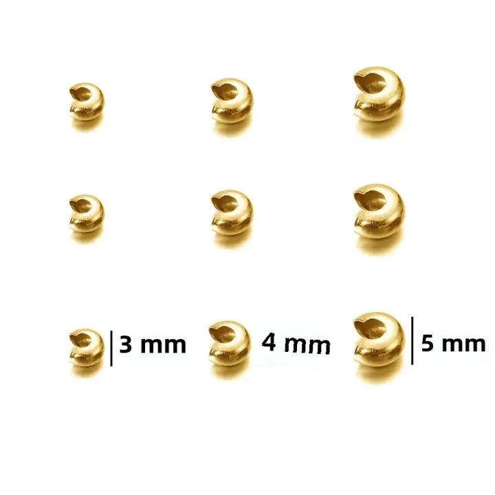 50pcs Cerraduras De Acero Inoxidable De Color Oro Para Joyería DIY Tamaño 2mm 3mm 4mm Con Agujero Grande Cubiertas De Bolas - 1