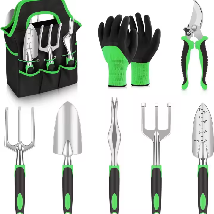 Herramientas de Jardín de Aluminio - Kit de Jardinería Resistant to La Corrosión - Bolsa de Almacenamiento - Guantes Antideslizantes - TONCHEAN - 1