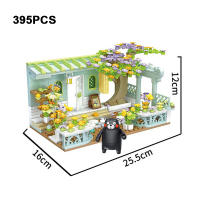 Bloques De Construcción Kumamoto Oso Ciudad Vista Serie Sakura Flores Casa Barrio De Café DIY Juguetes De Bloques De País Para Niños Y Niñas - details 4