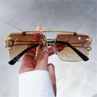 Gafas De Sol Retro Sin Marco De Arco Doble Para Hombres Y Mujeres Protección UV400 Metal Gradiente Unisex Grandes Cuadradas - details 0