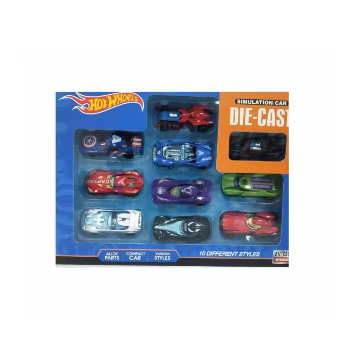 CAJA 10 COCHES METAL SUPER HEROES DE PANRTIOS - 1
