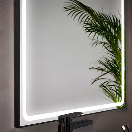 Espejo de Baño Rectangular con Luz LED - Sensor de Encendido/Apagado - Luz Blanca Fría (5700K) | Modelo MIA (Negro) - 1