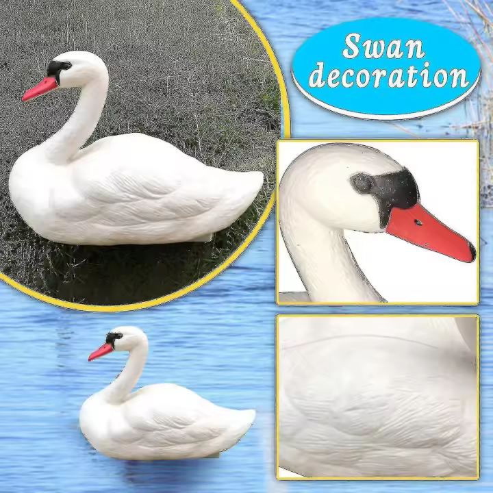 Cisne blanco de plástico artificial decoración hogar jardín decoración Cisne flotante cebo de caza - 1