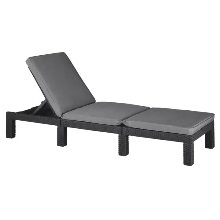 Keter Keter Tumbona con cojín Daytona 195x65x25.5 cm Grafito, Capuchino, Marrón Sillas de Exterior Ideal para jardín, playa, piscina, terraza Tumbona Piscina Tumbonas Playa Tumbonas Jardín Exterior - 1