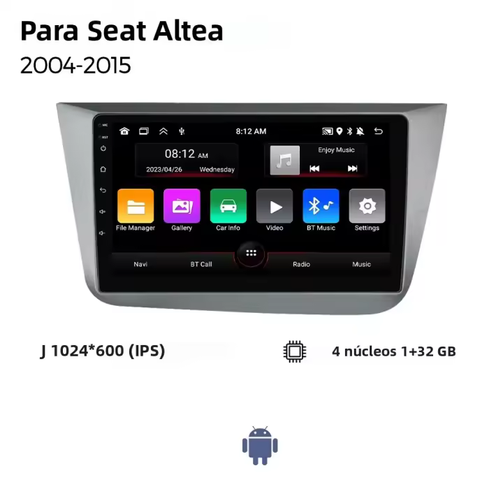 NaviFly Radio Para Coche Carplay Android Auto Para Seat Altea 2004-2015 Multimedia GPS 2din Navegación Con Soporte Para Control Del Volante Y WiFi - 1