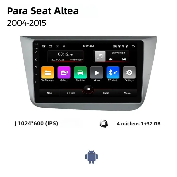 NaviFly Radio Para Coche Carplay Android Auto Para Seat Altea 2004-2015 Multimedia GPS 2din Navegación Con Soporte Para Control Del Volante Y WiFi - 1