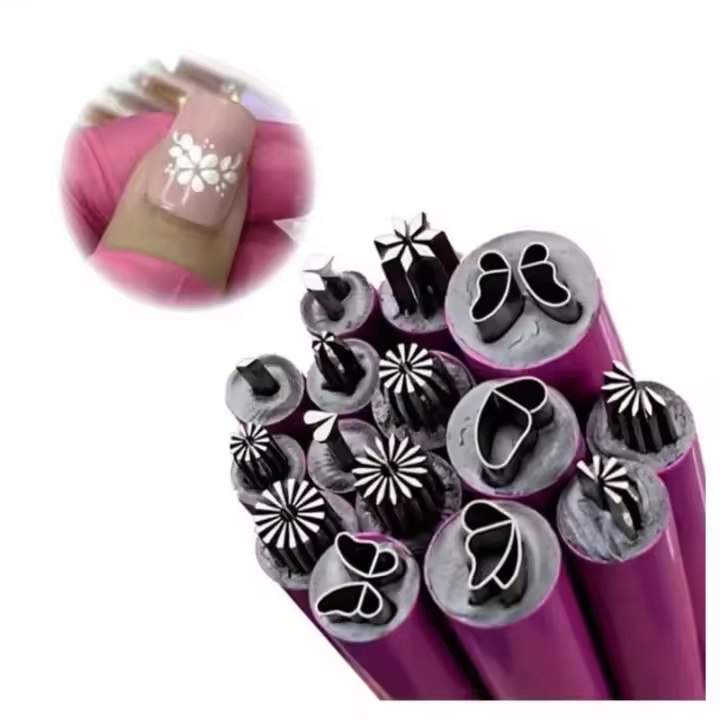 Set De 6 Copas Para Uñas Con Patrón Floral Herramienta De Decoración De Tela Kit De Sellado De Uñas Sin Alcohol - 1