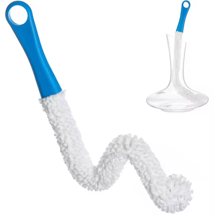 Cepillos de limpieza para decantadores, cepillo multifunción flexible de mango largo, boquilla de espuma suave para decantador de botellas de vino para limpiar áreas difíciles de alcanzar - 1