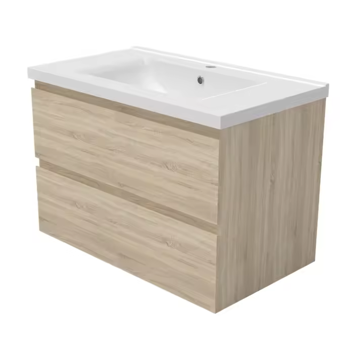 Aica Mueble de baño con lavabo, roble, 79 x 44,5 x 52 cm - 1