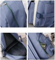 Mochila Escolar de 5 piezas para adolescentes, de Lona, de color lyso, para Mujeres, adolescentes y estudiantes, color Azul - details 4