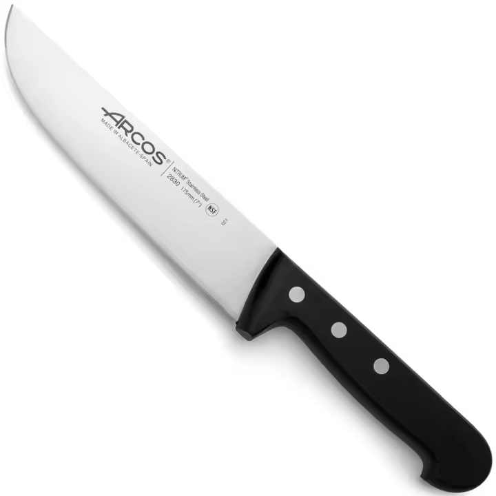 ARCOS Universal Pro - Cuchillo Carnicero (175 mm) - Hoja de Acero Inoxidable Nitrum® - Mango Negro de Polioximetileno (POM) - 1