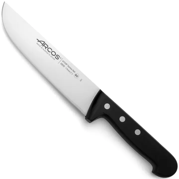 ARCOS Universal Pro - Cuchillo Carnicero (175 mm) - Hoja de Acero Inoxidable Nitrum® - Mango Negro de Polioximetileno (POM) - 1