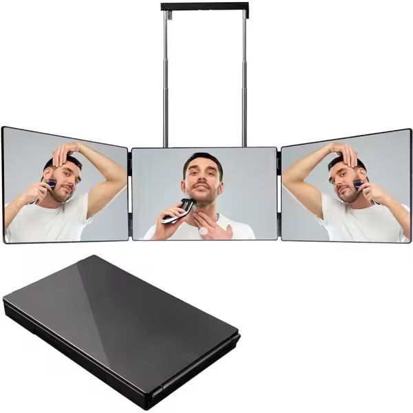 Espejo de 360 grados con la luz, espejo de 3 vías, oscurecimiento tricolor, espejo que afeita del LED, espejo del cosmet, espejo de la aptitud, espejo de la peluquería, una altura ajustable - 1