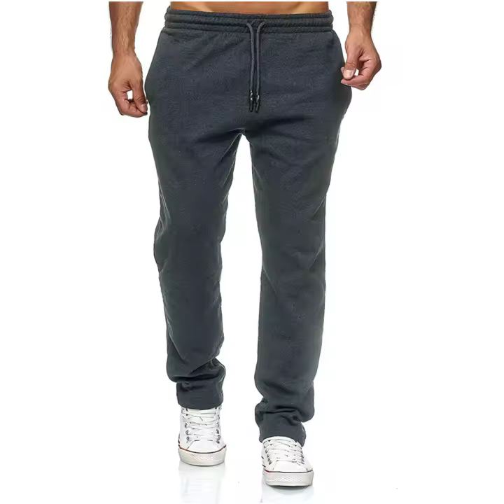 MOV Pantalones casuales de moda para hombre de otoño e invierno, pantalones deportivos casuales de terciopelo cepillado de color sólido - 1