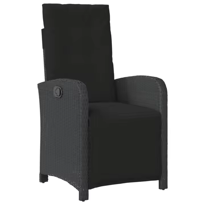 Sillón reclinable de Jardín con reposapiés trinquete PE Negro - 1