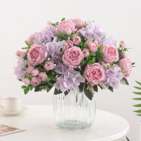 1 Rama De Flores Artificiales Peonía Para Decoración Silken Rosa Falsa De Plástico Centro De Mesa Para El Hogar Flores Falsas Para Bodas - details 11