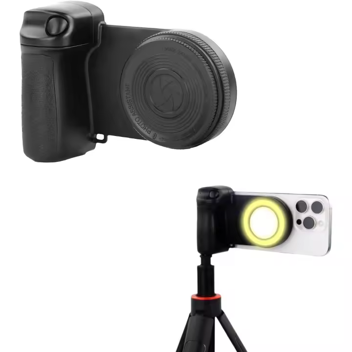 Agarce magnético para Cámara de teléfono, soporte de trípode para teléfono selfie, soporte de agarre magnético 2 en 1 Para Cámara with clip para teléfono para fotos y videos de teléfonos inteligentes - 1